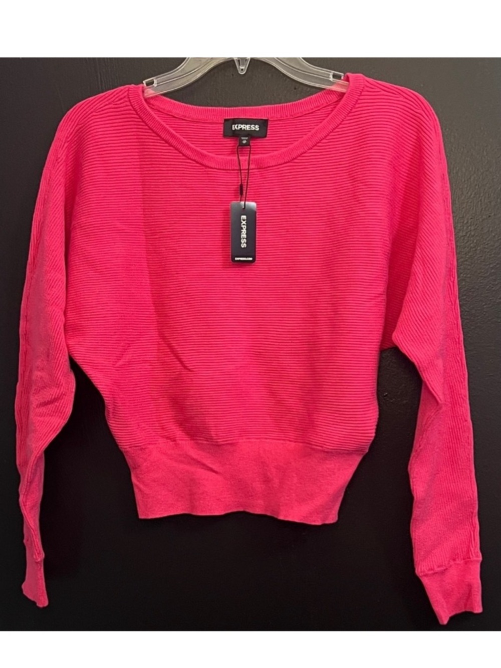 EXPRESS Berry Ribbed Crewneck Sweater